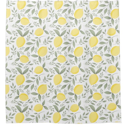 Chic Lemons en Leaves Pattern Douchegordijn (Voorkant)