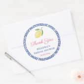 Chic Lemons Italiaanse Blauwe Tegels Bruiloftsfees Ronde Sticker (Envelop)