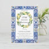 Chic Lemons Mosaic Tegels 50th Wedding Jubileum Kaart (Staand voorkant)