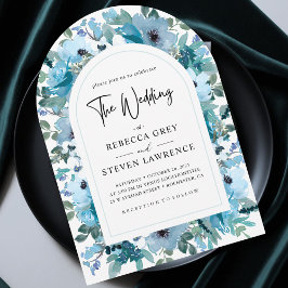 Chic lente stoffige blauw witte bloemen gebogen br kaart