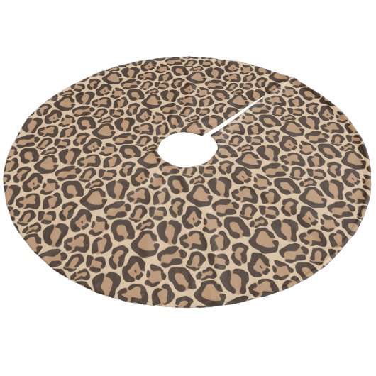 Chic Leopard Animal Print Fleece Kerstboom Rok (Gekanteld)
