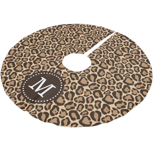 Chic Leopard Animal Print Monogram Kerstboom Rok (Gekanteld)