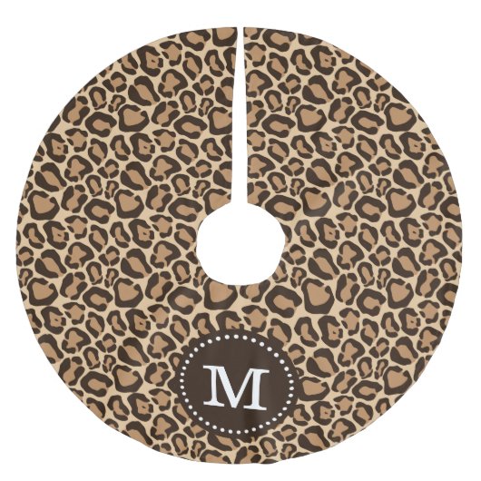 Chic Leopard Animal Print Monogram Kerstboom Rok (Voorkant)