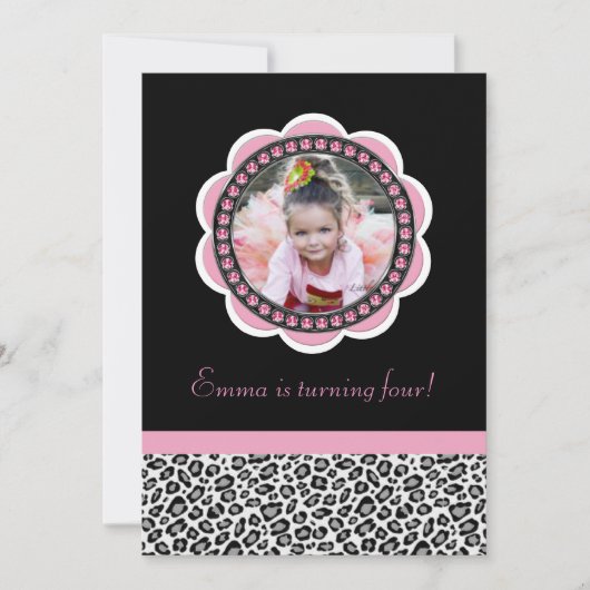 Chic Leopard Birthday Uitnodiging (Voorkant)