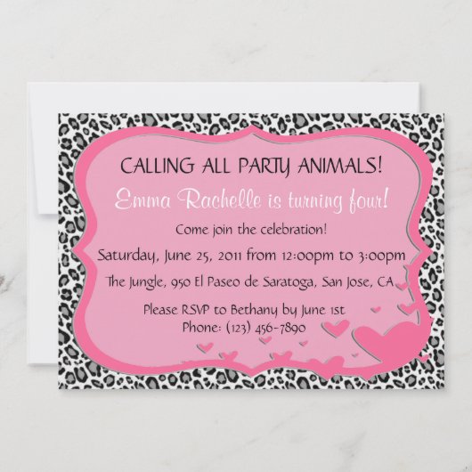 Chic Leopard Birthday Uitnodiging (Achterkant)