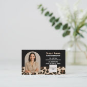 Chic Leopard Black and Beige QR Code Arch Photo Visitekaartje (Staand voorkant)