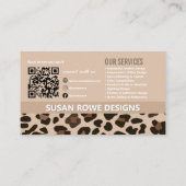 Chic Leopard Black and Beige QR Code Arch Photo Visitekaartje (Achterkant)