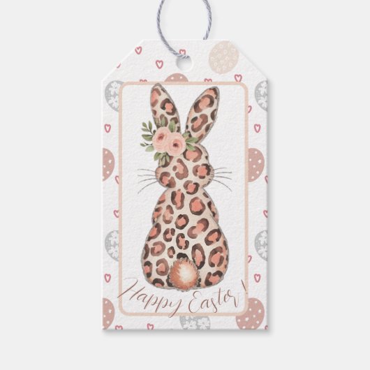 Chic Leopard Bunny Easter Cadeaulabel (Voorkant)