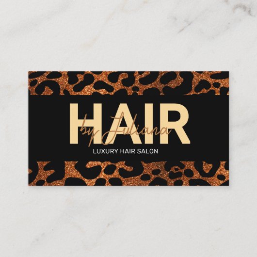 Chic Leopard Cheetah Glitter Schoonheidssalon QR C Visitekaartje (Voorkant)