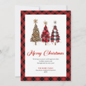 Chic Leopard Christmas Tree Watercolor Holiday  Feestdagenkaart (Voorkant)