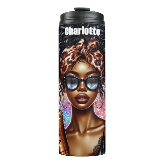 Chic Leopard Coffee Sparkle Dream Thermosbeker (Voorkant)