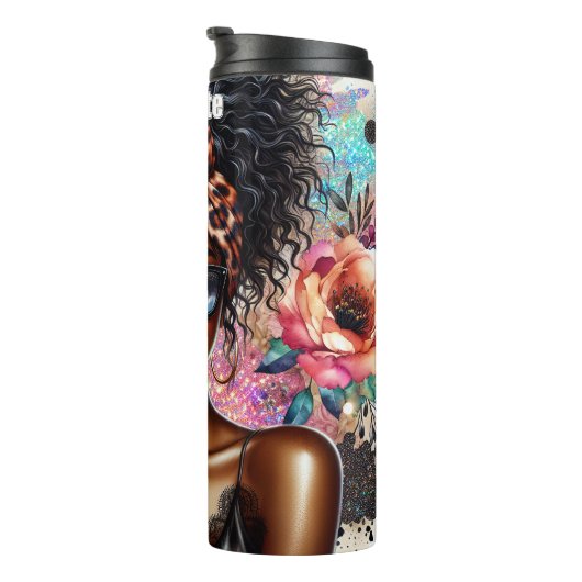 Chic Leopard Coffee Sparkle Dream Thermosbeker (Geroteerd rechts)