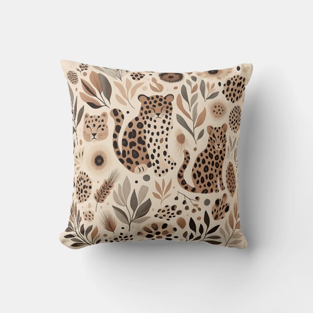 Chic Leopard Floral Design voor trendy huis Kussen (Voorkant)