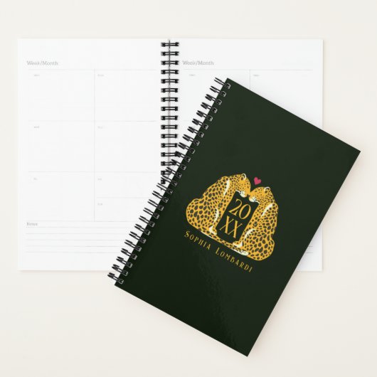 Chic Leopard Love op Donkergroen Planner (Display)