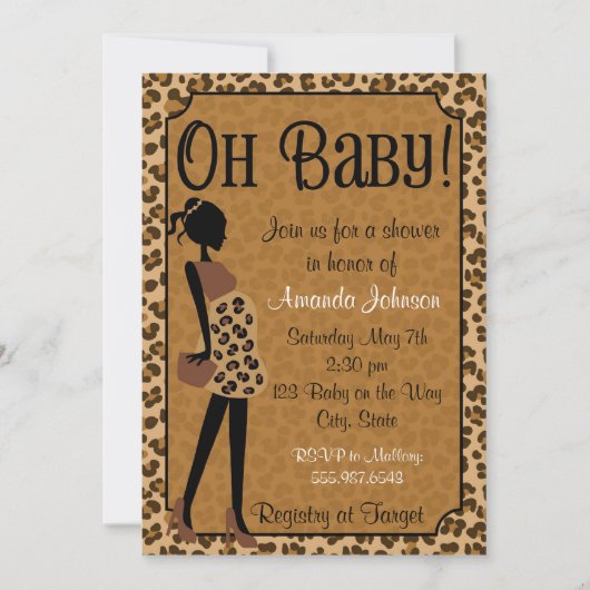 Chic Leopard mammie-to-be Baby shower nodiging Kaart (Voorkant)