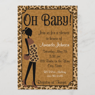 Chic Leopard mammie-to-be Baby shower nodiging Kaart