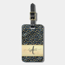 Chic Leopard Pattern Black Bronze Monogram