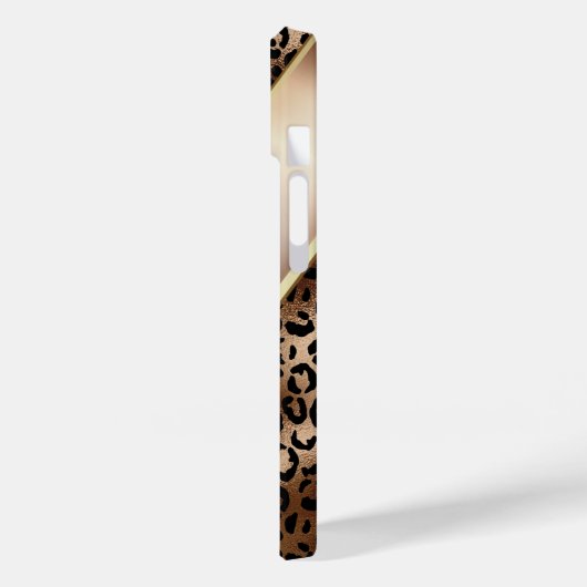Chic Leopard Pattern Black Bronze Monogram Case-Mate iPhone Case (Achterkant / Links)