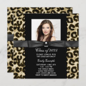 Chic Leopard Photo Afstuderen aangekondigd Kaart (Voorkant / Achterkant)