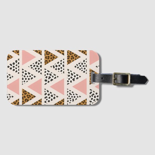 Chic Leopard & Pink Triangle Pattern Bagagelabel (Voorkant (horizontaal))