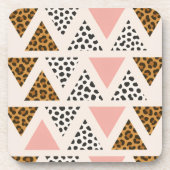 Chic Leopard & Pink Triangle Pattern Bier Onderzetter (Voorkant)