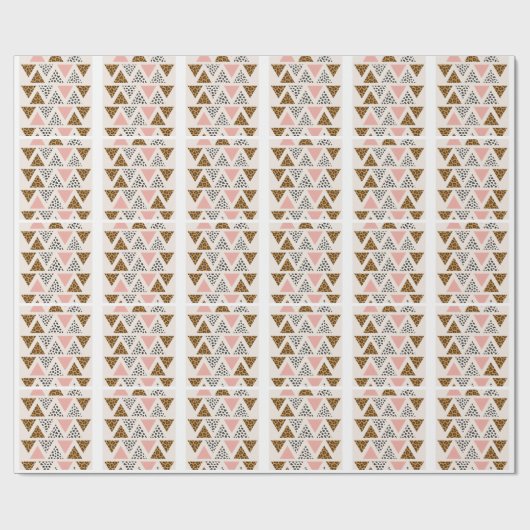 Chic Leopard & Pink Triangle Pattern Cadeaupapier (Vlak)