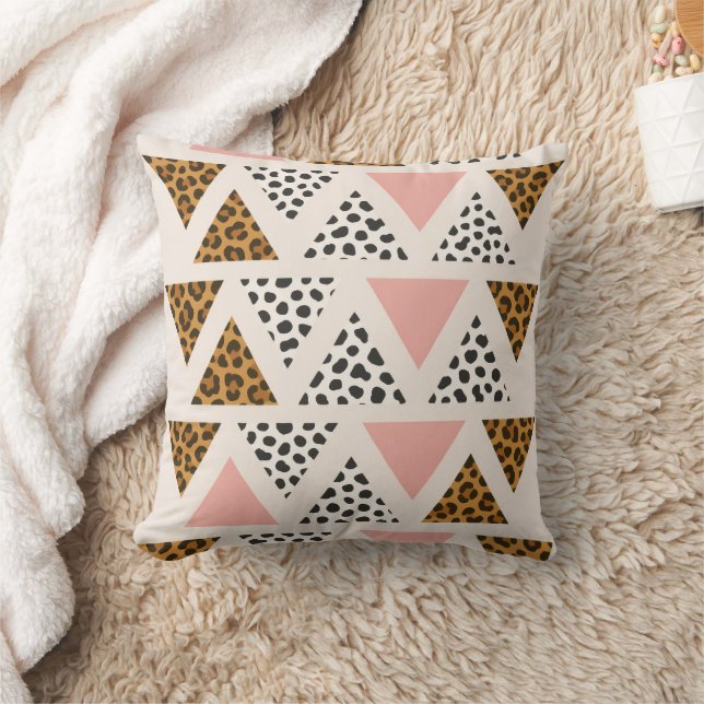 Chic Leopard & Pink Triangle Pattern Kussen (Deken)