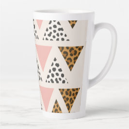 Chic Leopard & Pink Triangle Pattern Latte Mok