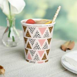 Chic Leopard & Pink Triangle Pattern Papieren Bekers