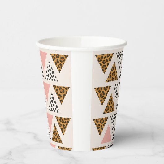 Chic Leopard & Pink Triangle Pattern Papieren Bekers (Links)