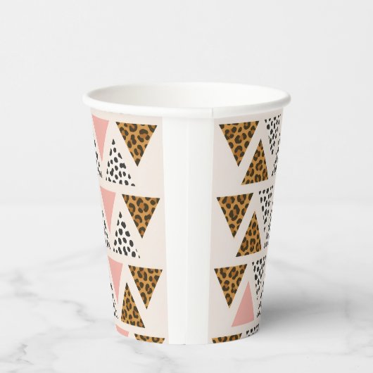 Chic Leopard & Pink Triangle Pattern Papieren Bekers (Rechts)