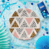 Chic Leopard & Pink Triangle Pattern Papieren Bordje (Feest)