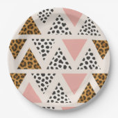 Chic Leopard & Pink Triangle Pattern Papieren Bordje (Voorkant)