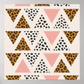 Chic Leopard & Pink Triangle Pattern Poster (Voorkant)