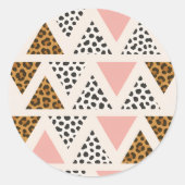 Chic Leopard & Pink Triangle Pattern Ronde Sticker (Voorkant)