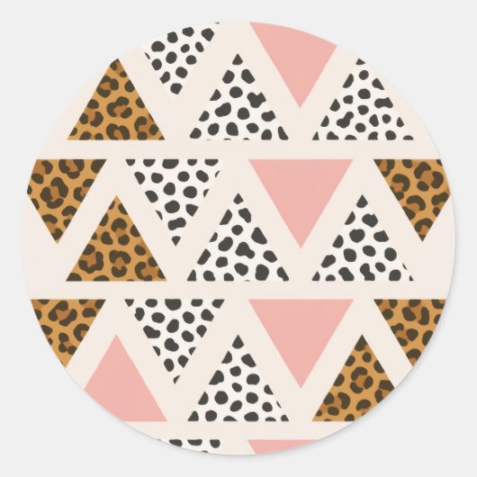 Chic Leopard & Pink Triangle Pattern Ronde Sticker (Voorkant)