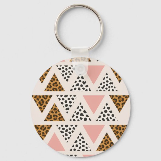 Chic Leopard & Pink Triangle Pattern Sleutelhanger (Voorkant)