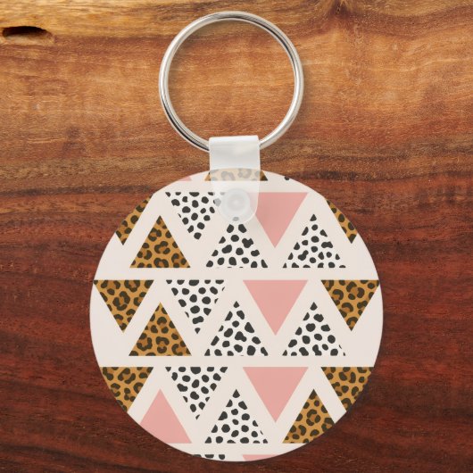 Chic Leopard & Pink Triangle Pattern Sleutelhanger (Achterkant)