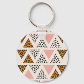 Chic Leopard & Pink Triangle Pattern Sleutelhanger (Achterkant)