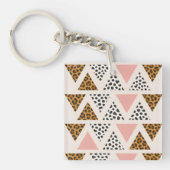 Chic Leopard & Pink Triangle Pattern Sleutelhanger (voorkant)