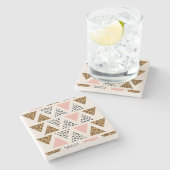 Chic Leopard & Pink Triangle Pattern Stenen Onderzetter (Zijkant)