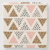 Chic Leopard & Pink Triangle Pattern Stenen Onderzetter (Voorkant)