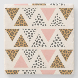 Chic Leopard & Pink Triangle Pattern Stenen Onderzetter