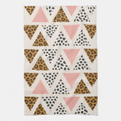 Chic Leopard & Pink Triangle Pattern Theedoek (Verticaal)