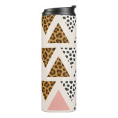 Chic Leopard & Pink Triangle Pattern Thermosbeker (Gedraaid links)
