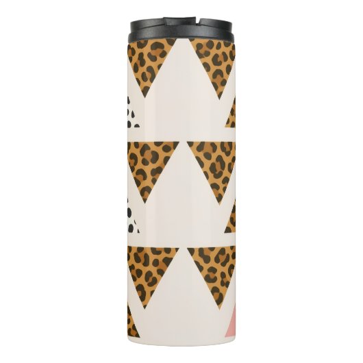 Chic Leopard & Pink Triangle Pattern Thermosbeker (Achterkant)