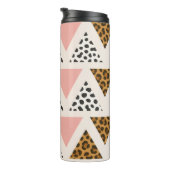 Chic Leopard & Pink Triangle Pattern Thermosbeker (Geroteerd rechts)
