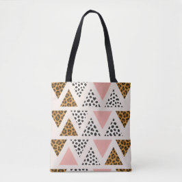 Chic Leopard & Pink Triangle Pattern Tote Bag