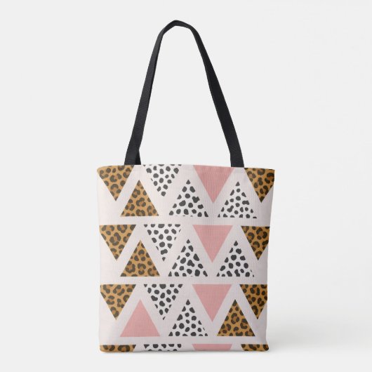 Chic Leopard & Pink Triangle Pattern Tote Bag (Achterkant)