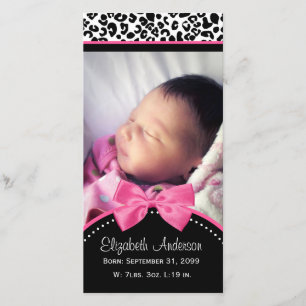 Chic Leopard Print Baby Foto geboorteaankondiging Aankondiging